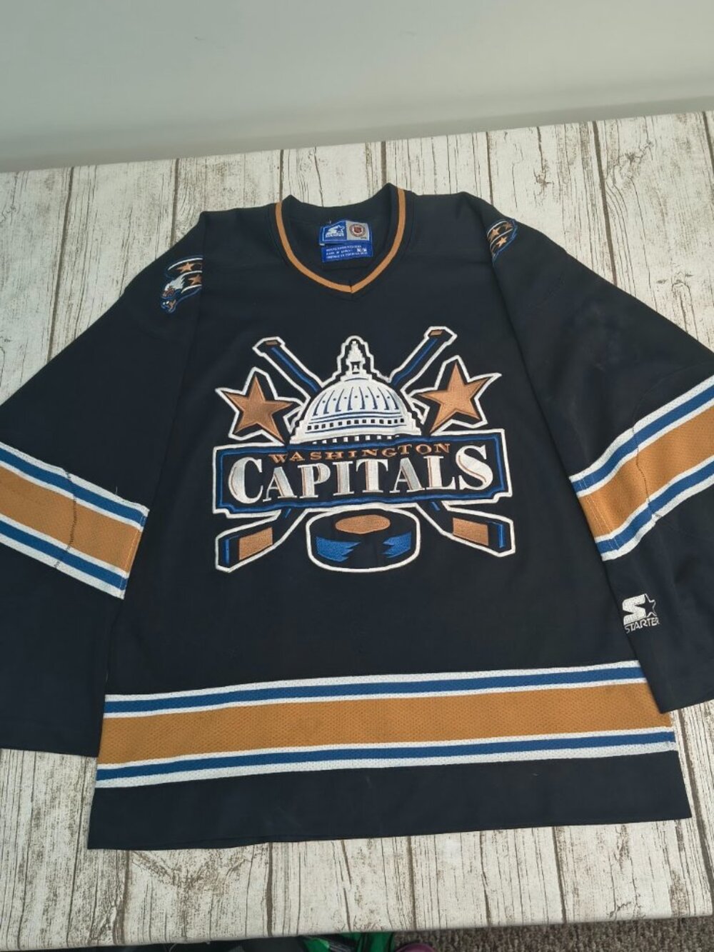 Starter Washington Capitals 3rd Alternate Black NHL Hockey Jersey Medium